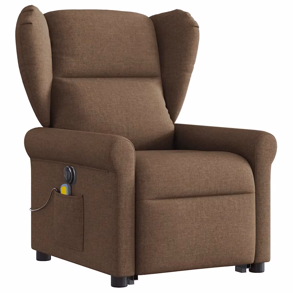Poltrona Alzapersona Elettrica vidaXL Marrone in Tessuto con Supporto per Senior – 2