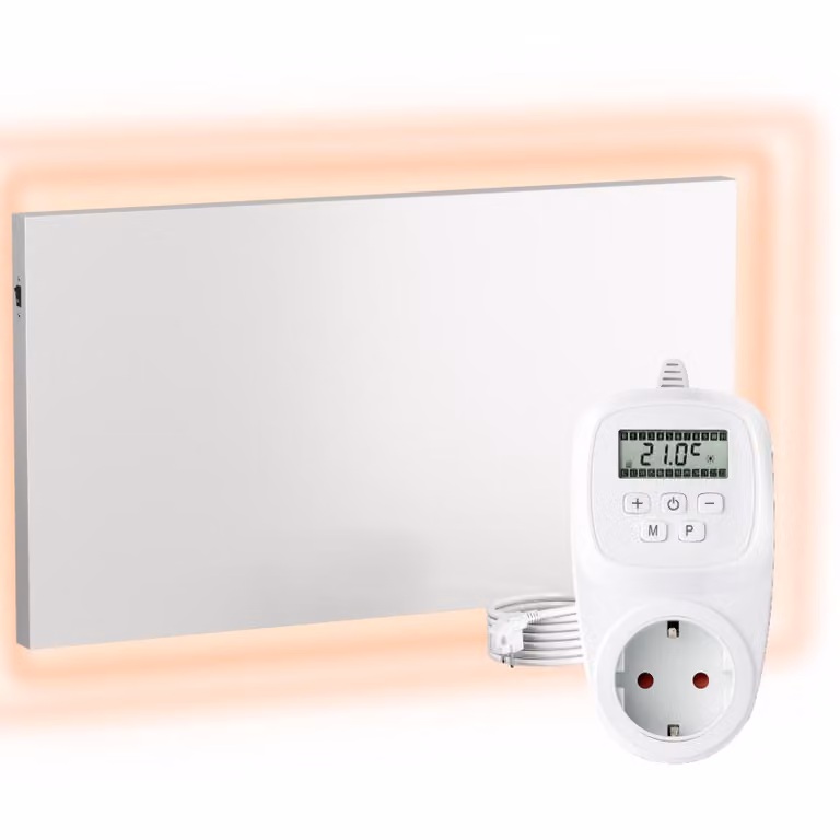 Umbrella H300 Riscaldamento a Infrarossi - Bianco, 300 Watt, senza Cornice + Termostato TH12