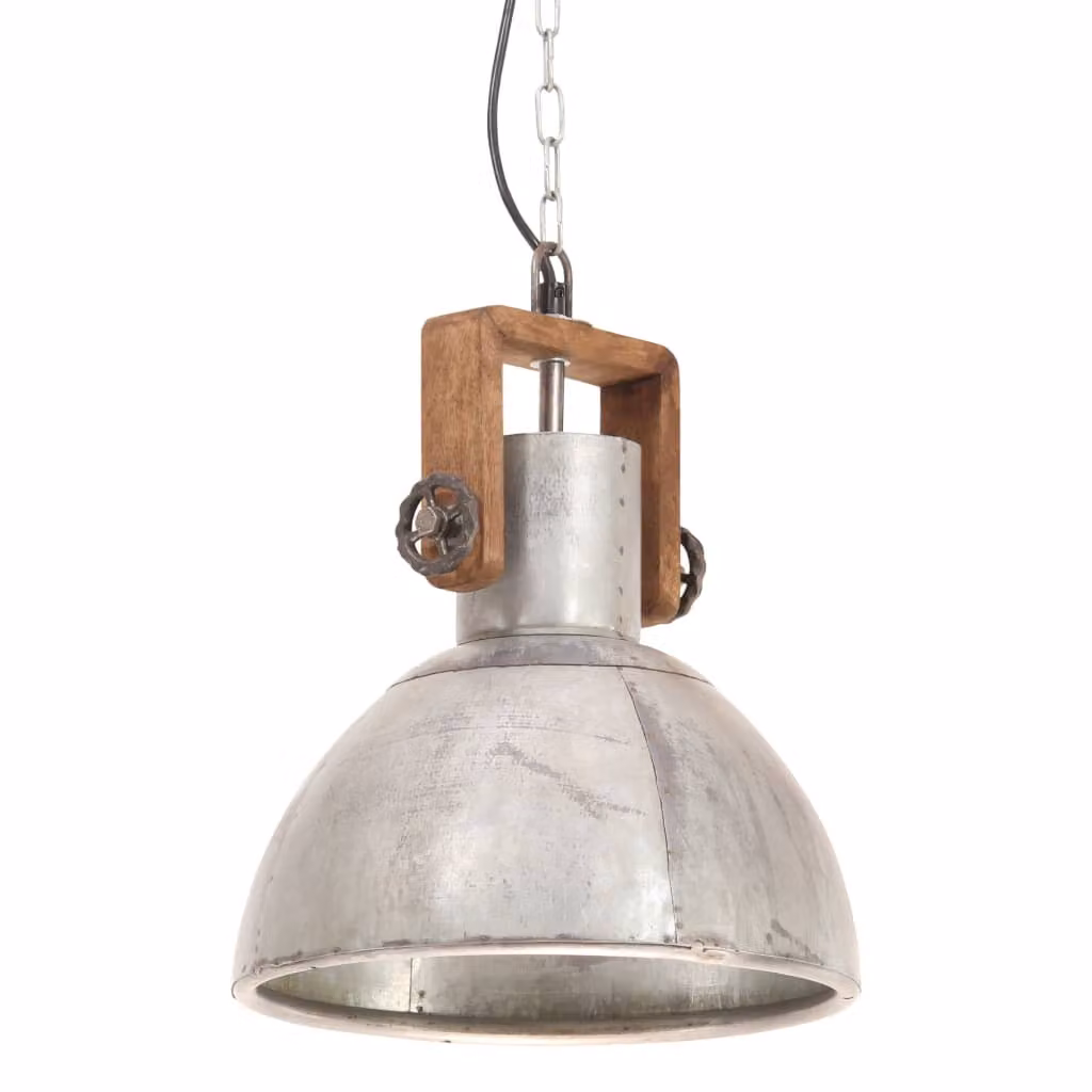 vidaXL Lampada a sospensione in stile industriale 25 W argento rotonda 30 cm E27