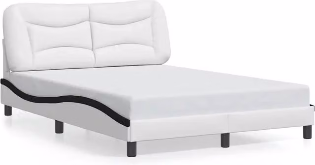 Letto matrimoniale | Letto per adulti | Giroletto senza Materasso Hvar Bianco e Nero 140x190 cm in Similpelle