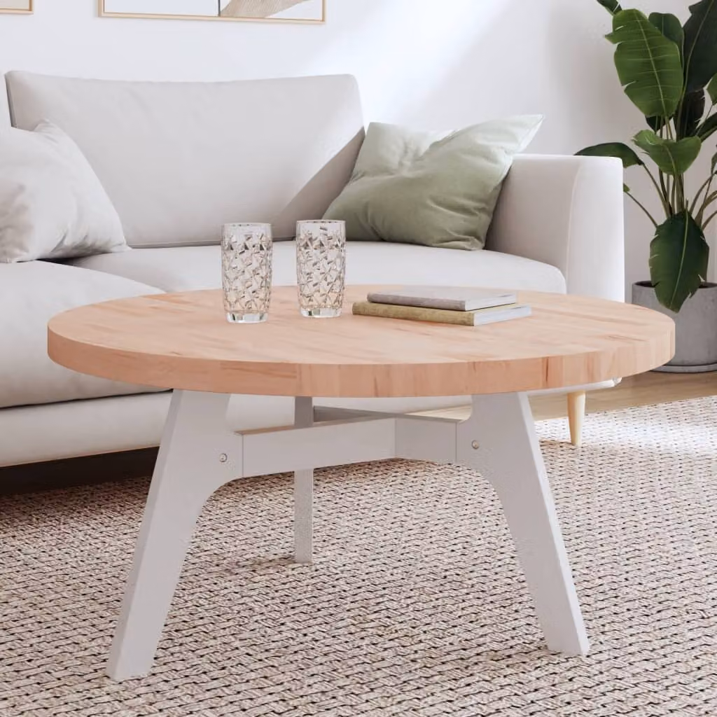 Piano per tavolo rotondo vidaXL in legno massello di faggio marrone, Ø 90 x 4 cm