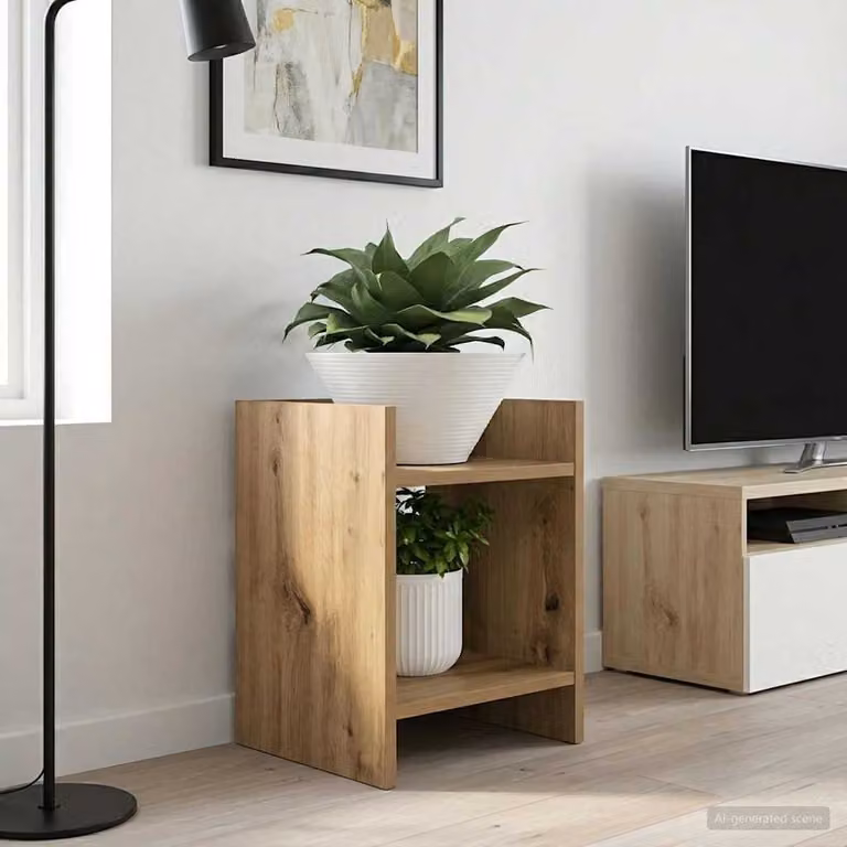 Set di 2 supporti per piante vidaXL in legno color rovere marrone, L/P/H: 30 x 30 x 40 cm
