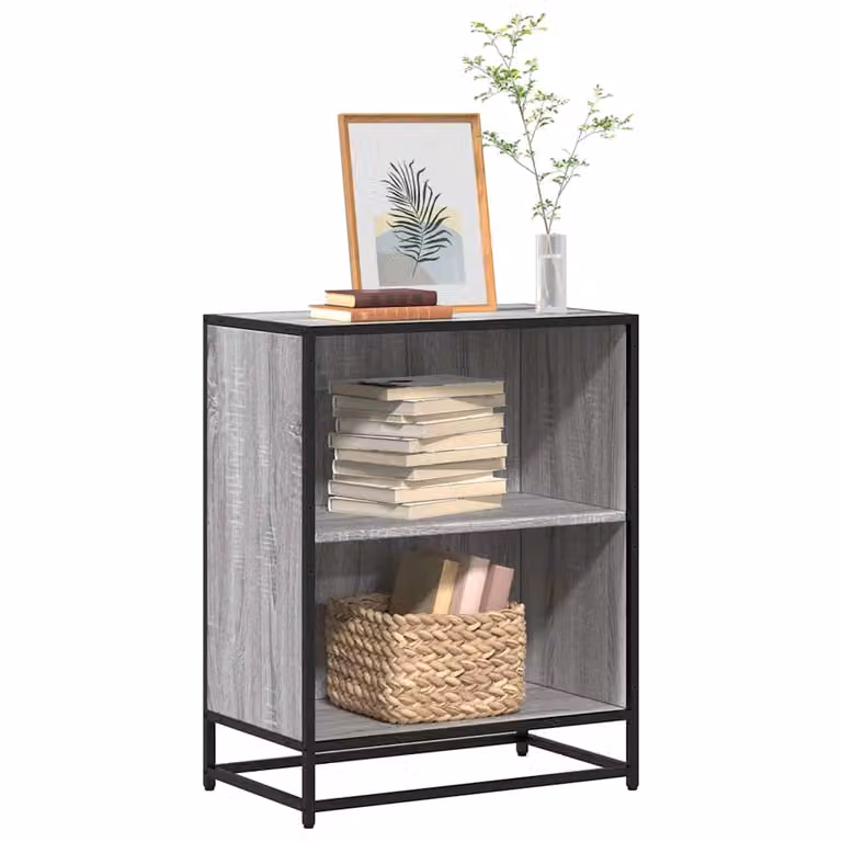 Libreria industriale vidaXL in stile industrial con pannello posteriore, Grigio, L: 60 cm, P: 35 cm, H: 76 cm
