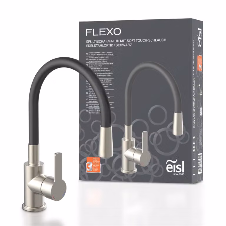 rubinetto da cucina eisl FLEXO, rubinetto da cucina flessibile con funzione di risparmio idrico, rubinetto da cucina