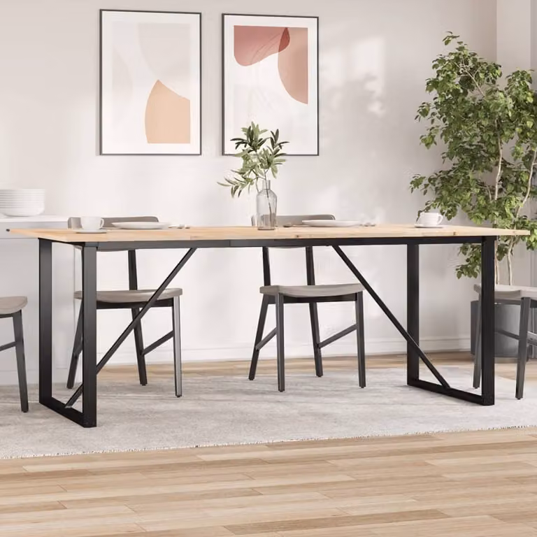 Maison Exclusive - Tavolo da pranzo con base a O 200x100x75 cm in legno massello di pino e acciaio