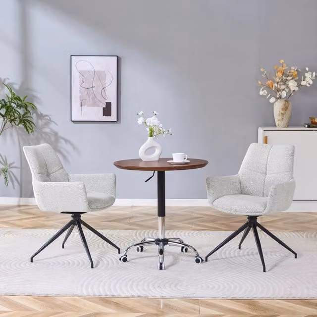 Sedia girevole 360 WISHDOR in tessuto grigio con struttura in metallo nero per soggiorno e cucina