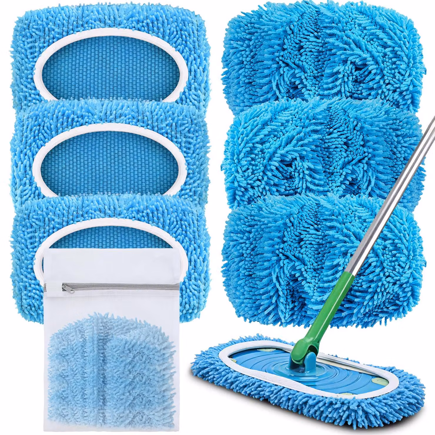 Panni in microfibra per Swiffer Sweeper, confezione da 6 pezzi, lavabili, colore azzurro cielo