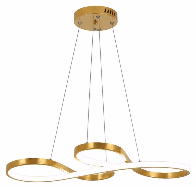 Lampada a sospensione, con altezza regolabile, disponibile in tre colori: oro (75 cm), con possibilità di cambiare tra tre diverse tonalità