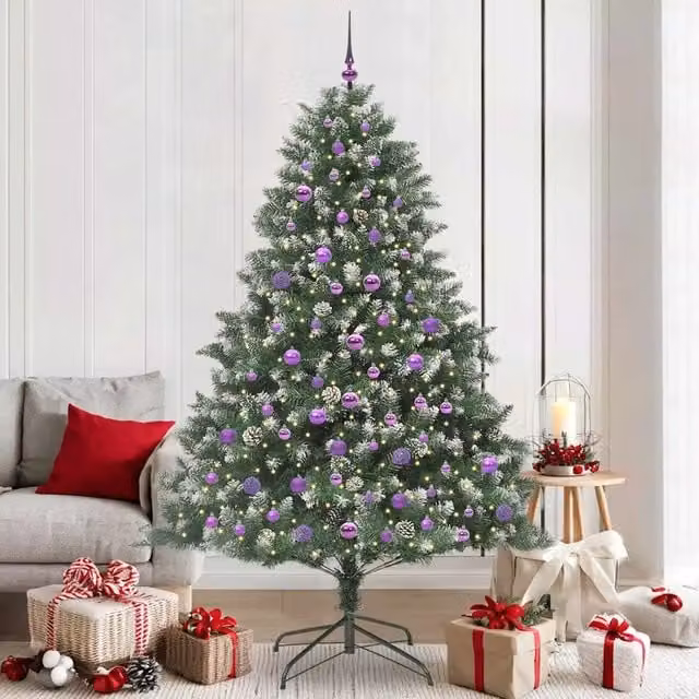 Albero di Natale artificiale verde con luci LED warm white vidaXL Altezza: 210 cm – 1