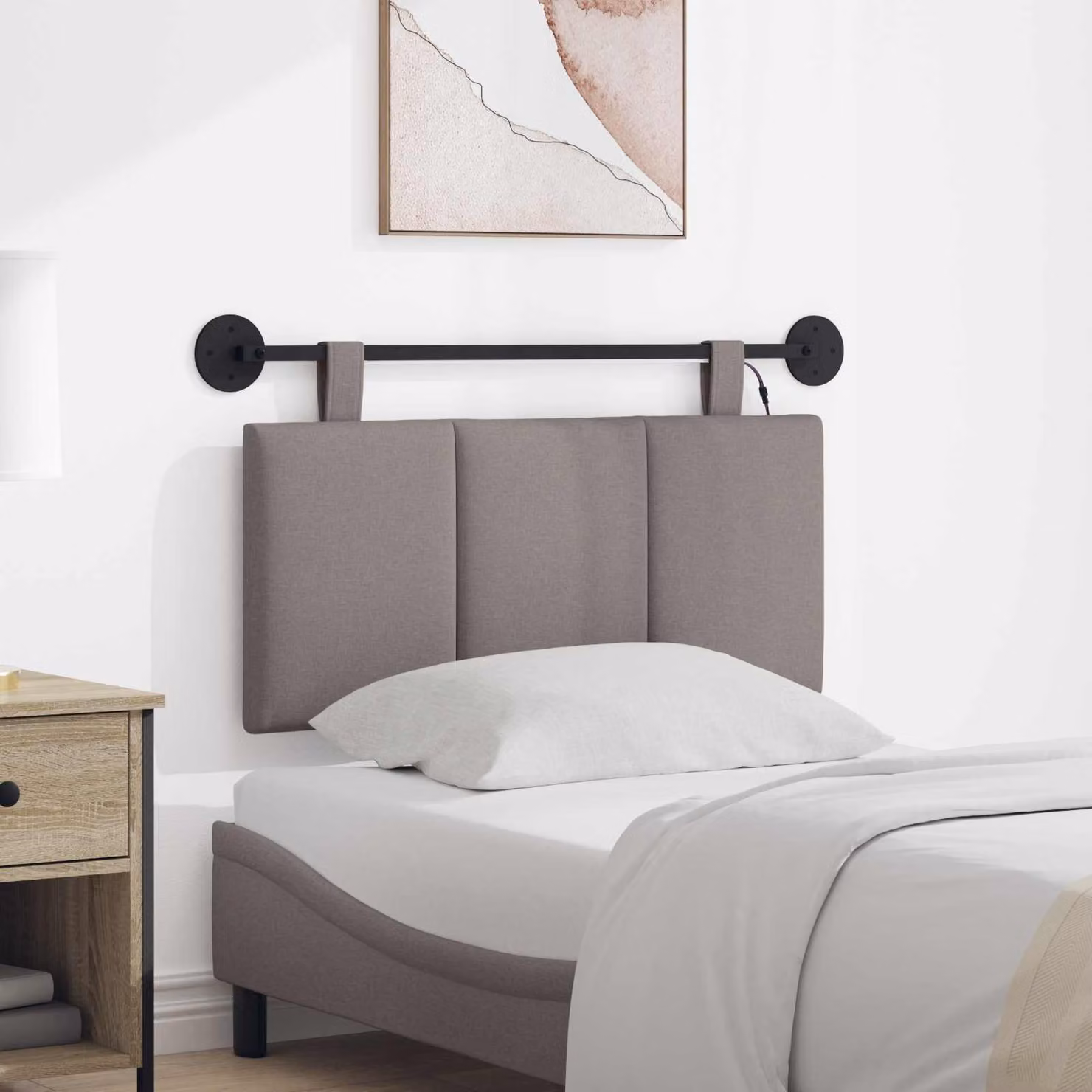 Testiera sospesa vidaXL in velluto tortora con illuminazione integrata per camera da letto L: 180 cm, H: 90 cm, P: 55 cm