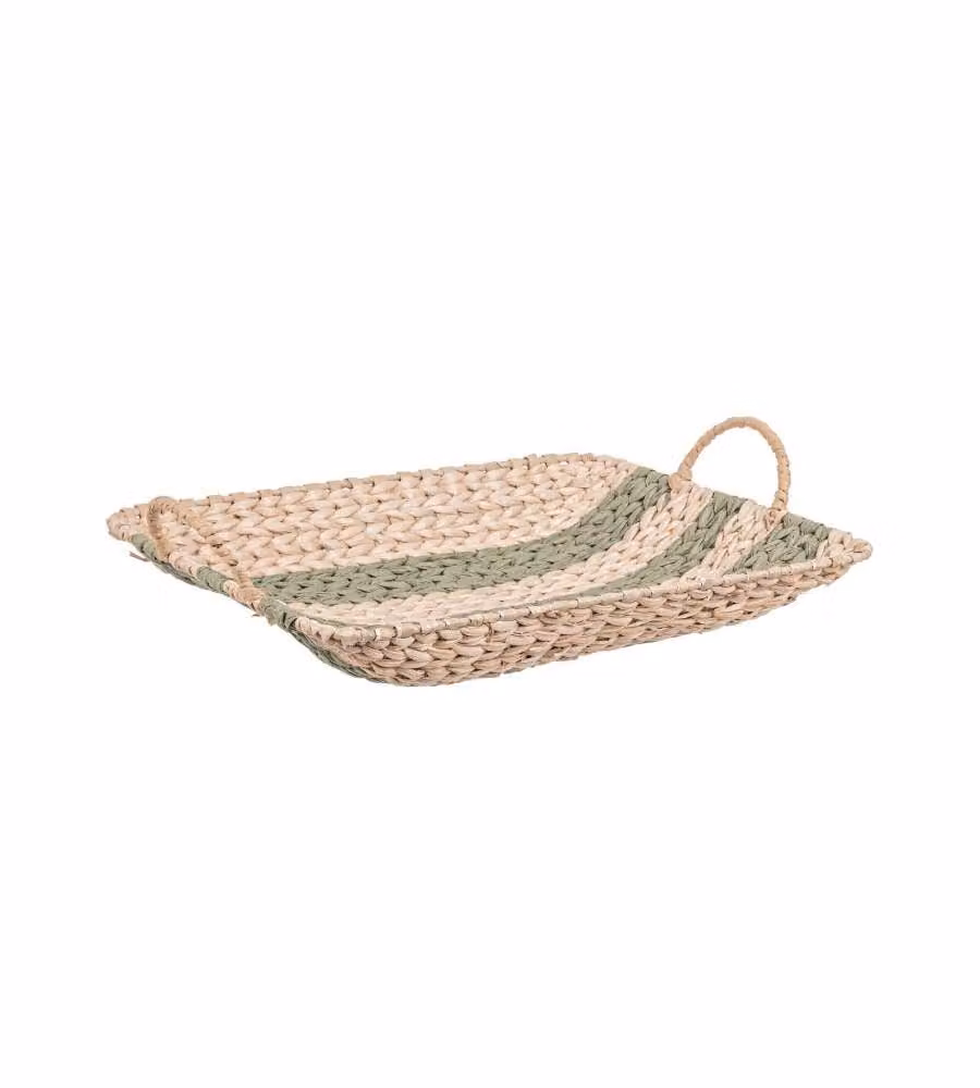 Bizzotto Vassoio intrecciato 38x28 cm bianco con manici Nordic