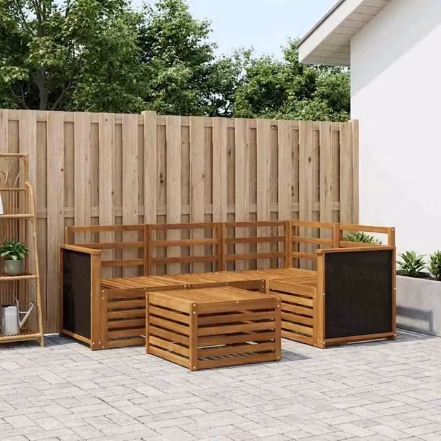 Set di divani da esterno 5 pz Naturale Poliestere 3384310