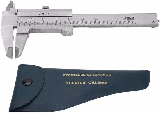 Calibro manuale con doppia scala - portata 0-50 mm - ideale per misurazioni di piccole dimensioni - con custodia - in metallo