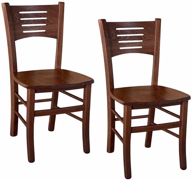 Set di 2 sedie Amelia in legno massello color noce scuro per cucina e sala da pranzo