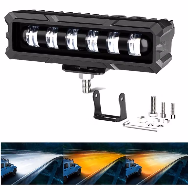 Faretto LED 7D da 15,5 cm - barra LED alogena super potente da 40 W, con luce bianca e gialla combinate, 12 V - 24 V, per ATV S