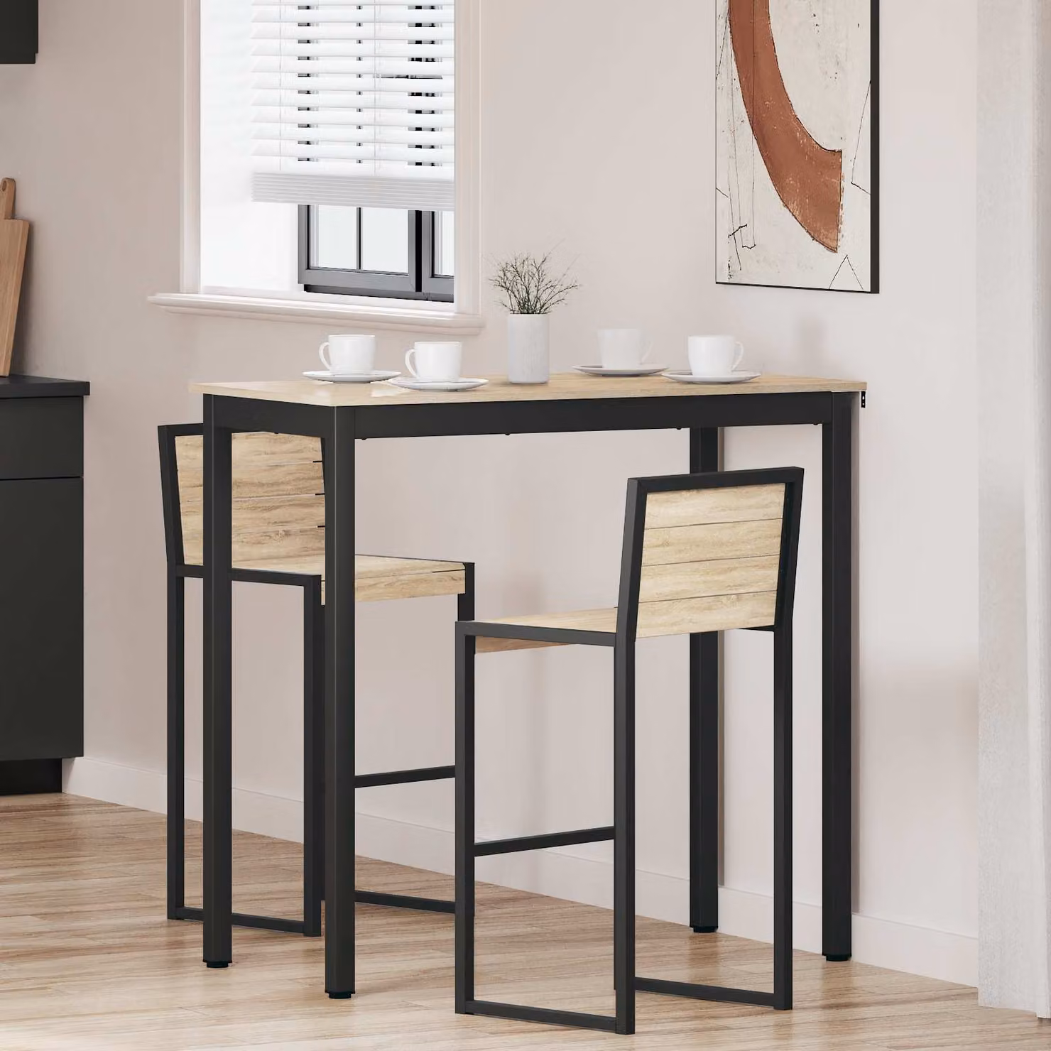 vidaXL Tavolo Bar Moderno Rettangolare in Legno MDF e Metallo per Cucina e Sala da Pranzo