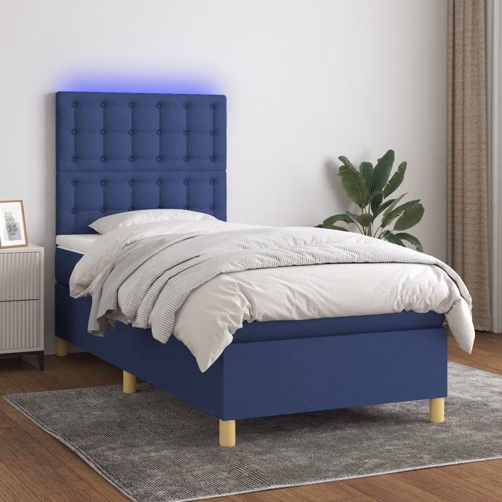 Maison Exclusive - Letto a Molle con Materasso e LED Blu 90x200 cm in Tessuto