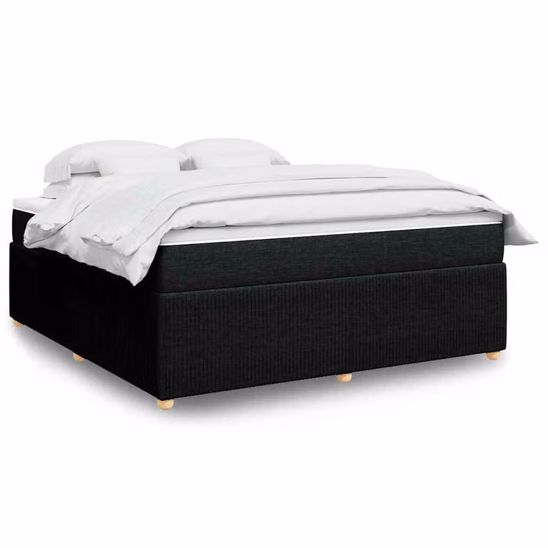 vidaXL Giroletto a Molle con Materasso Ibrido in Tessuto Nero e Bianco L/P: 180 x 200 cm