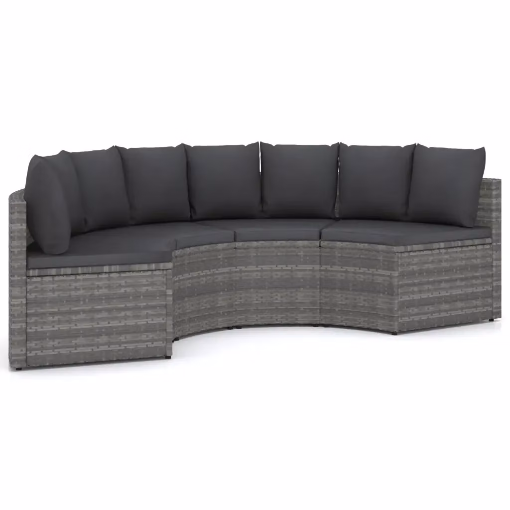 Set di Divani da Giardino vidaXL a Forma di U con Cuscini, Struttura in Metallo e Polyrattan Grigio – 2