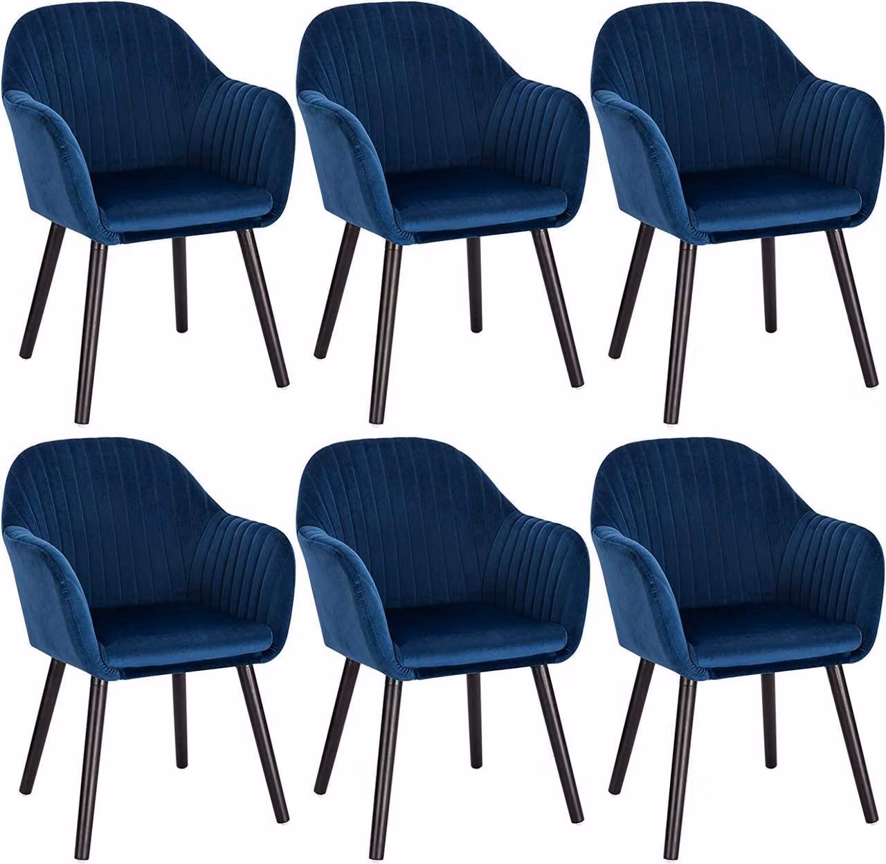 WOLTU 6X sedie da sala da pranzo sedia da cucina sedia da soggiorno sedia di design sedia imbottita con bracciolo velluto legno massiccio gambe nere blu