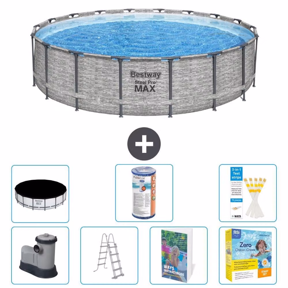 Bestway Steel Pro MAX, piscina in acciaio, forma rotonda - 549x122 cm - 6 pezzi, modello S572
