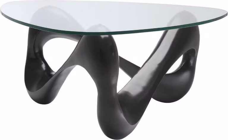 Tavolino di design Casa Padrino bronzo 100,5 x 98 x h. 43,5 cm - Tavolo da soggiorno con piano in vetro a 3 angoli - Mobili