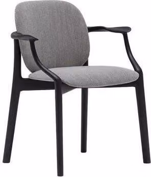 Designer Grauer Esszimmer Stuhl Holzrahmen Armlehnen Stuhl Polster Möbel
