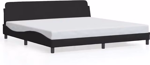 Letto matrimoniale | Letto per adulti | Giroletto Dover Nero 200x200 cm in Tessuto