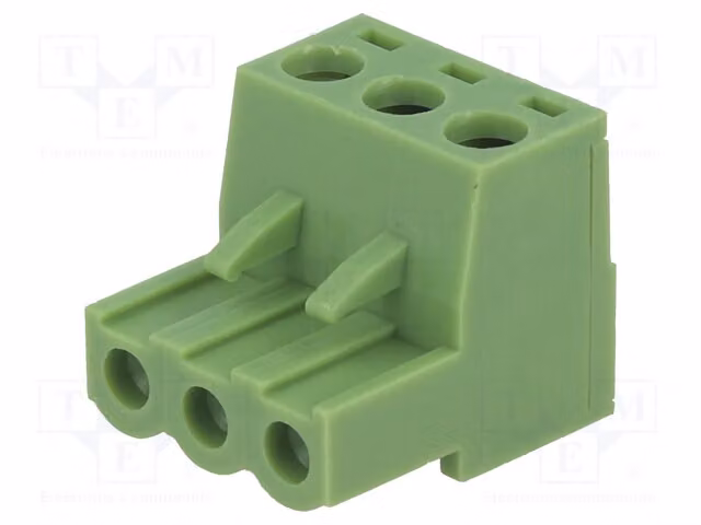 5 connettori a morsetto disattivabili, connettori a montaggio diritto: percorso 3, distanza 5,08 mm, sezione 2,5 mm², modello XY2500F-B(5.08)-3P
