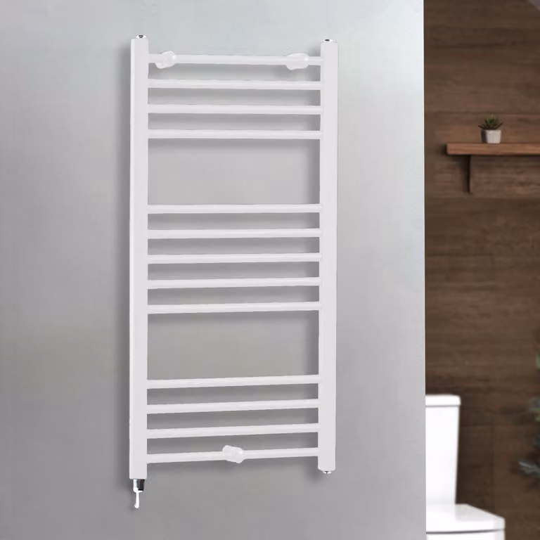 Scaldasalviette Elettrico con Elemento Riscaldante Semplice con Presa Elettrica - 1000mm x 500mm  - Bianco – Ive - ECOSO by Hudson Reed