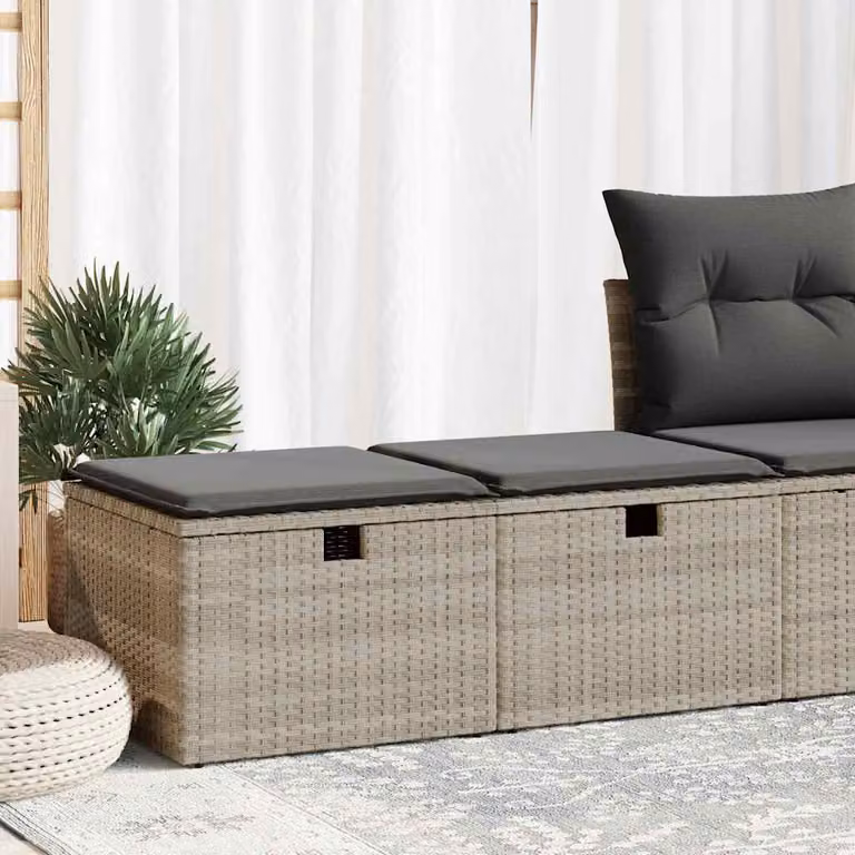 Set di 2 divani da giardino vidaXL in rattan e legno di acacia con cuscini grigi