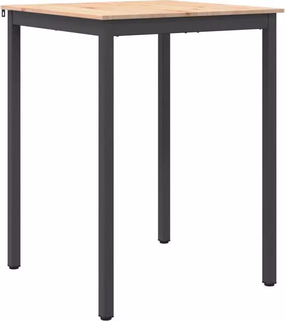 Tavolo da bar quadrato in pino massello e metallo colore marrone L/P/H: 80 x 80 x 105 cm – 1