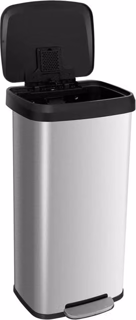Cestino dell'immondizia Costway in acciaio inox con pedale, chiusura soft close e filtro deodorante, 68L, Argento