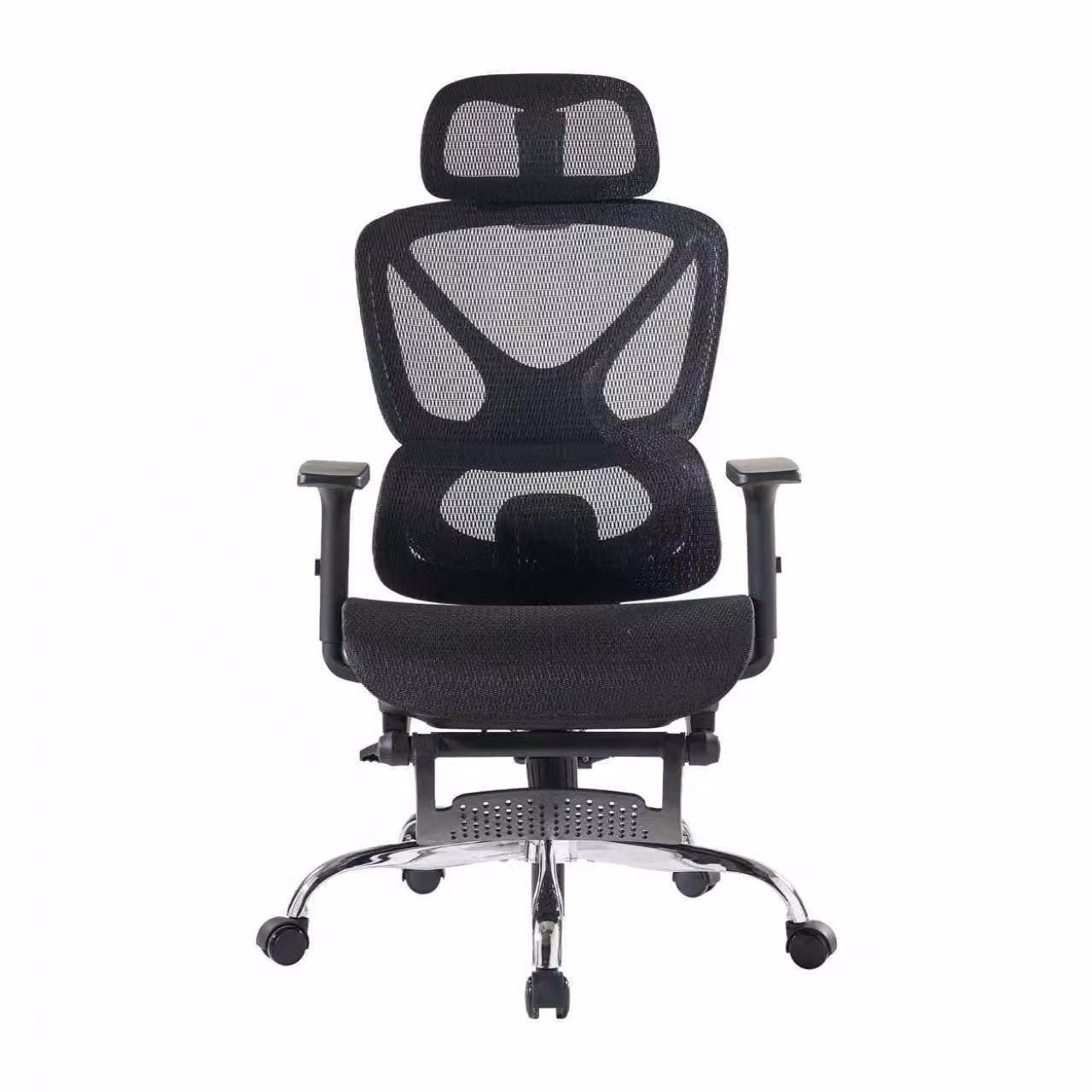 SevenComfort Sedia da ufficio ergonomica con poggiapiedi Braccioli 3D e poggiatesta Schienale regolabile Rivestimento in rete traspirante Nero