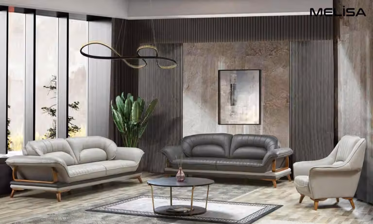 Luxus Garnitur Set Sofagarnitur 3+3+1 Sitzer Klassisch Sofas Sessel Stoff 3tlg.