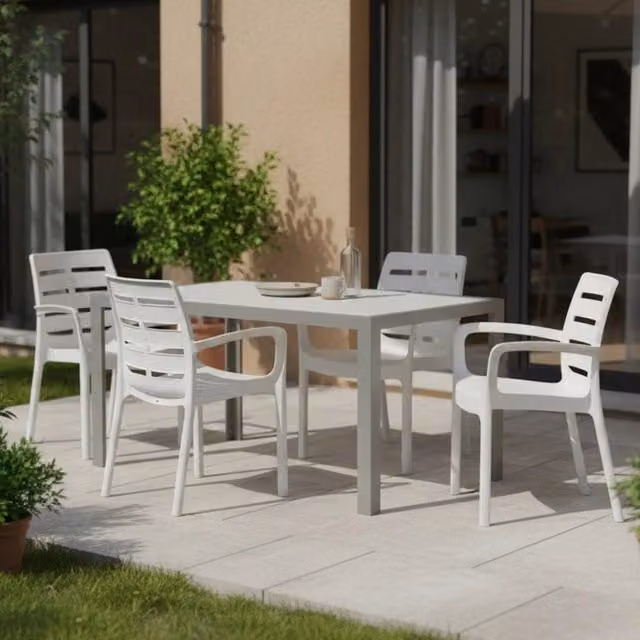 Excel, Sedia da Esterno 4 Sedie Made in Italy, Bianco