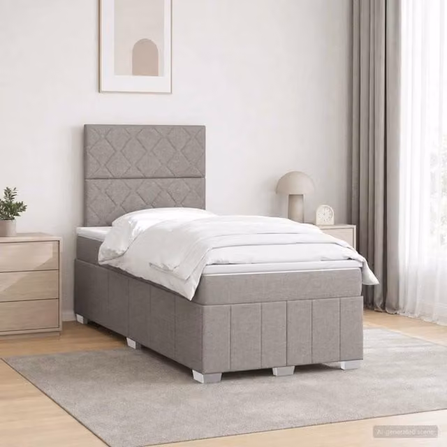 Letto Box Spring vidaXL con Materasso a Molle Pocket e Illuminazione LED Beige L/P: 120 x 200 cm