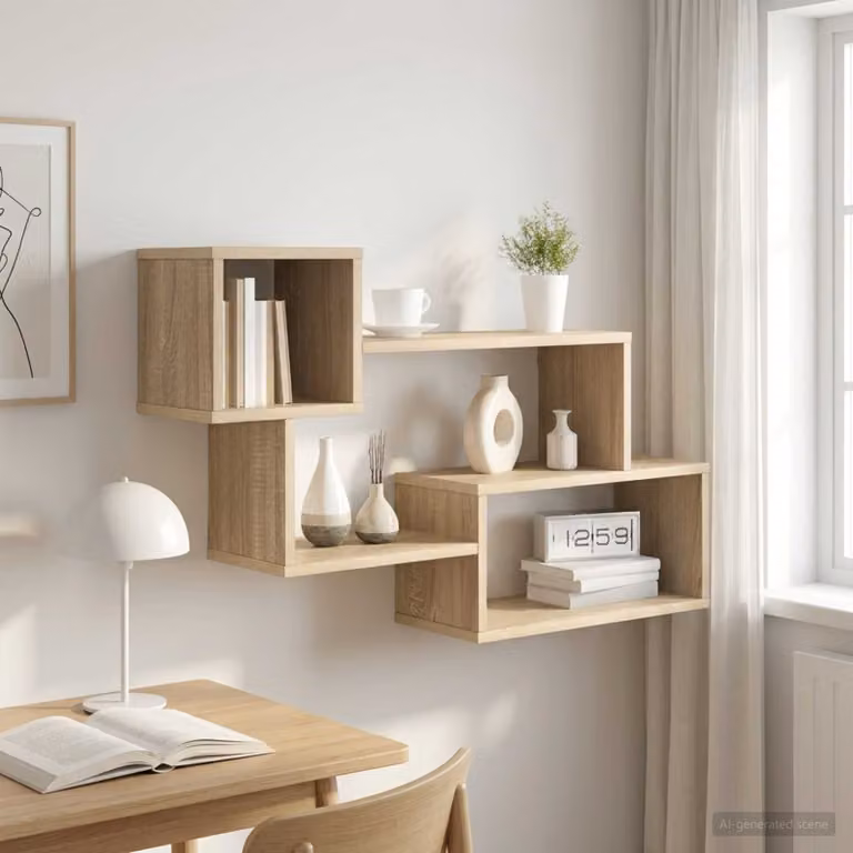 vidaXL Mensola sospesa da parete moderna in Rovere Sonoma, Marrone, L: 87 cm, P: 20 cm, H: 55 cm