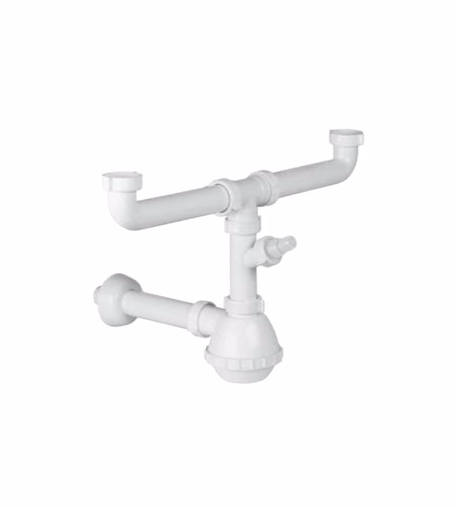 Sifone Lavelli Pera 2 Vie Plastica Bianco 2Fw