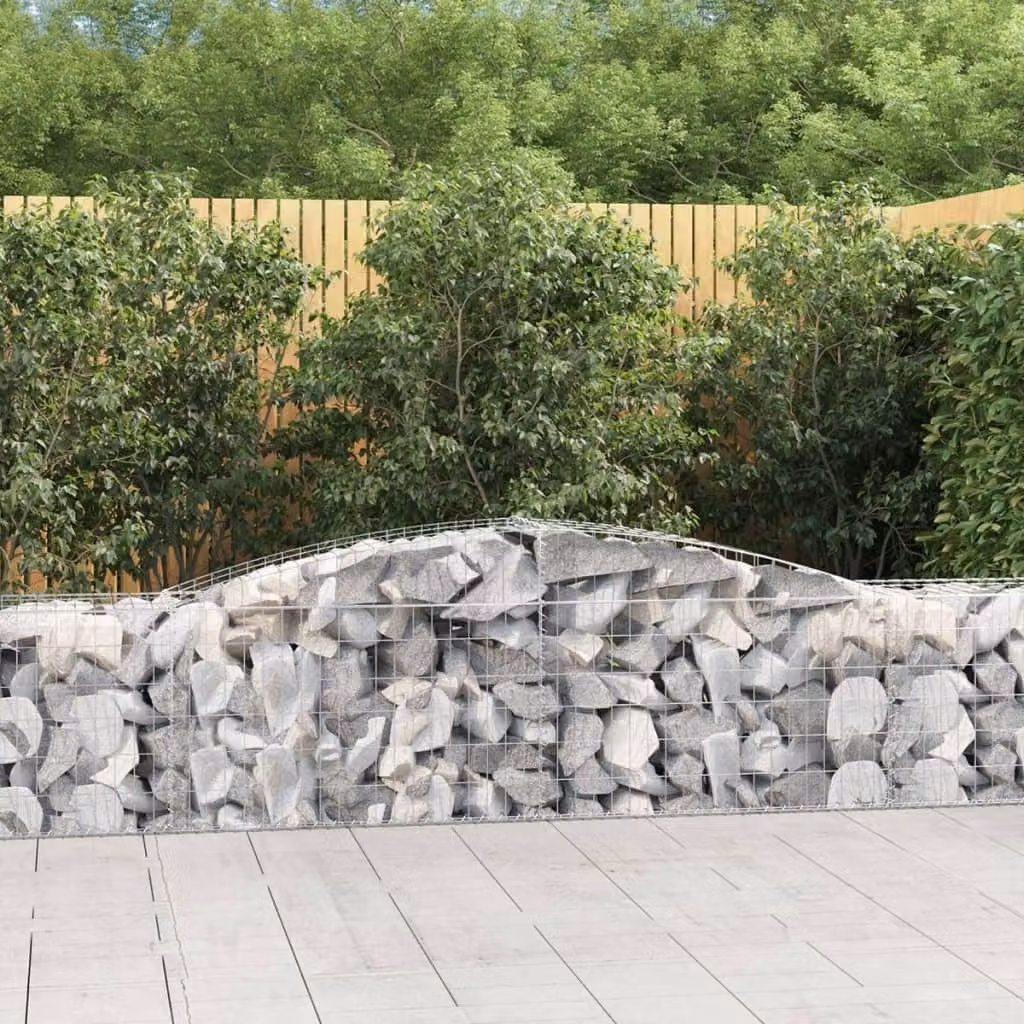 Set di 10 cesti gabbioni ad arco vidaXL in acciaio zincato grigio L: 400 cm, P: 50 cm, H: 60/80 cm