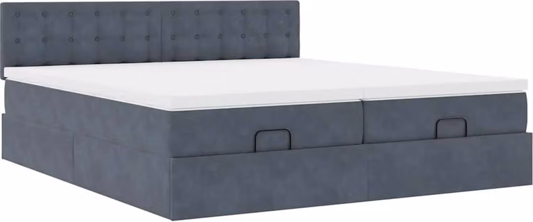 Struttura Letto Pouf con Materassi 200x200 cm Velluto