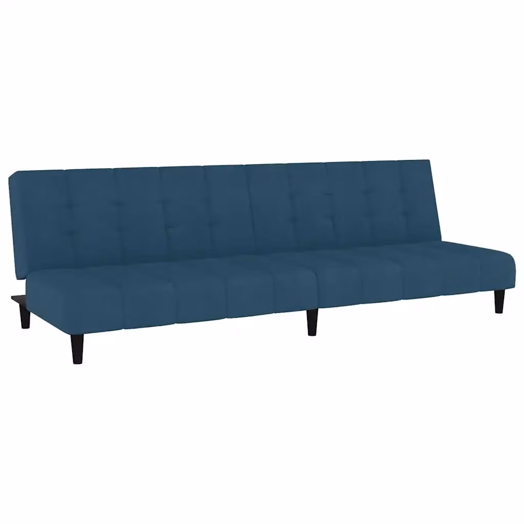 Divano Letto Click-Clack vidaXL in Velluto Blu con Struttura in Legno Solido e Poggiatesta Regolabile, L/P/H: 200 x 90 x 69 cm – 2