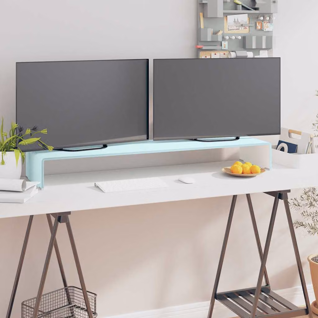 vidaXL Supporto TV e Rialzo Monitor in Vetro Verde L 110 cm x P 30 cm x H 13 cm