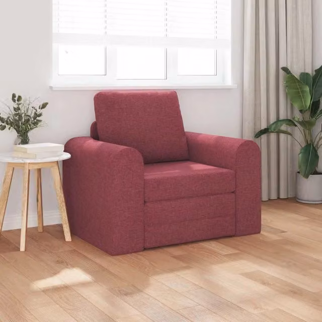 Divano letto vidaXL rosso in tessuto con struttura in metallo e composito L: 98 cm, P: 71 cm, H: 83 cm – 1