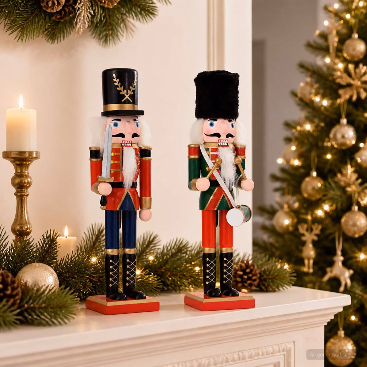 vidaXL Schiaccianoci di Natale TURKU 2 pz Rosso e Nero 30 cm