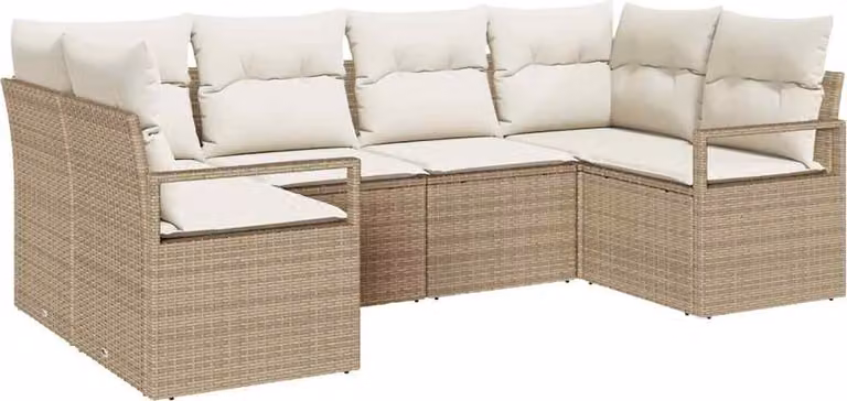 Set di divani con cuscino 6 pcs Beige polyrattan