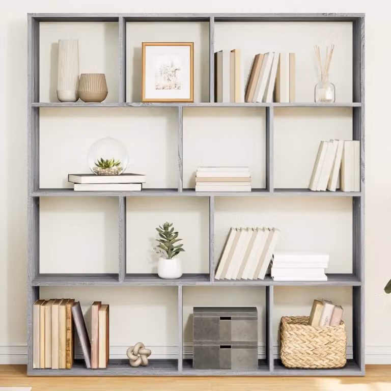 Libreria vidaXL Grigio Sonoma in Legno Multistrato e MDF, L 132 cm x P 29 cm x H 141,5 cm