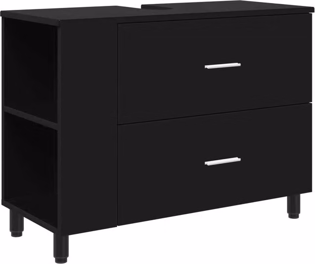 Mobiletto da Bagno | Armadio da bagno Nero 80 x 35 x 60 cm Legno ingegnerizzato