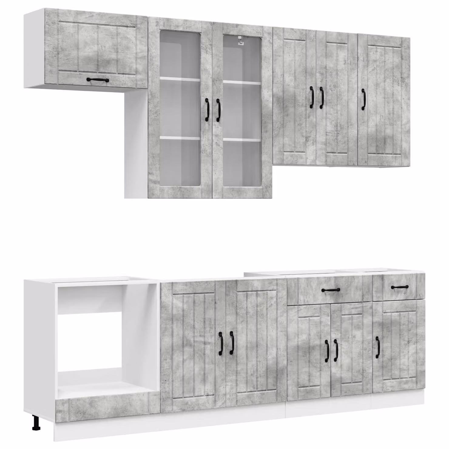 vidaXL Unità Cucina LUCCA 8 Pezzi Grigio con Ante a Battente e Cassetti in MDF Moderno