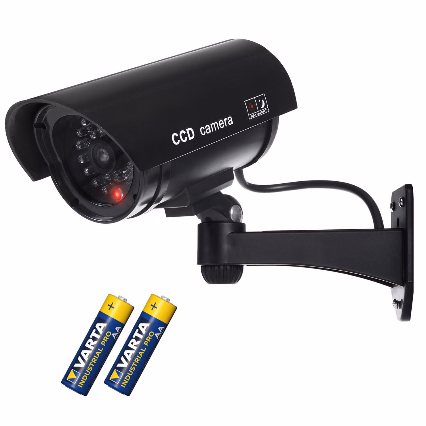 Telecamera fittizia con LED lampeggiante IR1100 B IR esterno + 2x batterie Varta Industrial AA